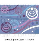 Vector Clip Art of Retro Funky Purple, White and Blue Circle and Wave Background by Prawny