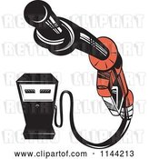 Vector Clip Art of Retro Gas Station Pump and Knotted Nozzle by Patrimonio