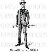 Vector Clip Art of Retro Gentleman Holding a Cane by Prawny Vintage