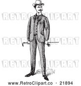 Vector Clip Art of Retro Gentleman Standing in a Suit - 1 by BestVector