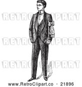 Vector Clip Art of Retro Gentleman Standing in a Suit - 2 by BestVector