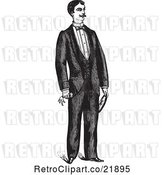 Vector Clip Art of Retro Gentleman Standing in a Suit - 4 by BestVector