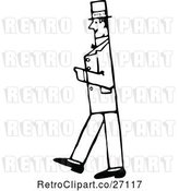 Vector Clip Art of Retro Gentleman Walking in Profile by Prawny Vintage