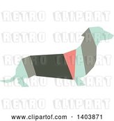 Vector Clip Art of Retro Geometric Colorful Profiled Dachshund Dog by Cherie Reve