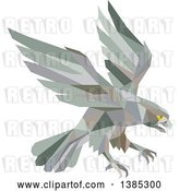 Vector Clip Art of Retro Geometric Low Poly Peregrine Falcon Swooping for Prey by Patrimonio