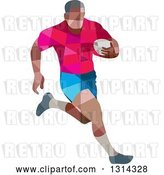 Vector Clip Art of Retro Geometric Low Poly Rugby Player Running by Patrimonio