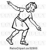 Vector Clip Art of Retro Girl After Releasing a Bowling Ball in by Picsburg