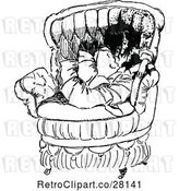 Vector Clip Art of Retro Girl and Cat in a Chair by Prawny Vintage