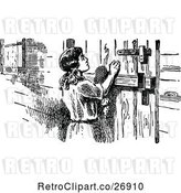 Vector Clip Art of Retro Girl at a Stable Door by Prawny Vintage