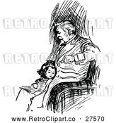 Vector Clip Art of Retro Girl Cuddling with Her Father by Prawny Vintage