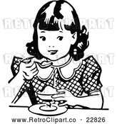 Vector Clip Art of Retro Girl Eating Dessert by Prawny Vintage