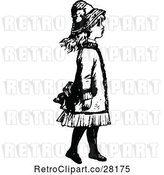 Vector Clip Art of Retro Girl Facing Rigt by Prawny Vintage