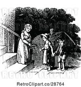 Vector Clip Art of Retro Girl Giving Shoes to Poor KChildren by Prawny Vintage