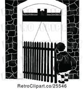 Vector Clip Art of Retro Girl Going Through a Gate by Prawny Vintage