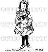 Vector Clip Art of Retro Girl Holding a Bowl by Prawny Vintage
