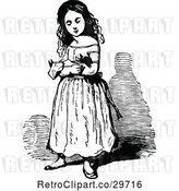 Vector Clip Art of Retro Girl Holding a Doll 2 by Prawny Vintage