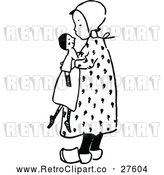 Vector Clip Art of Retro Girl Holding a Doll by Prawny Vintage