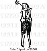 Vector Clip Art of Retro Girl Holding a Flower 2 by Prawny Vintage