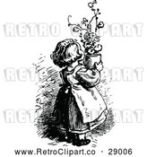 Vector Clip Art of Retro Girl Holding a Plant by Prawny Vintage