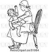 Vector Clip Art of Retro Girl Holding an Upset Toddler by Prawny Vintage