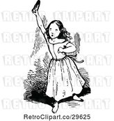 Vector Clip Art of Retro Girl Holding up a Shoe by Prawny Vintage