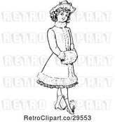 Vector Clip Art of Retro Girl in a Fancy Coat by Prawny Vintage