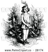 Vector Clip Art of Retro Girl in a Garden by Prawny Vintage