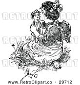 Vector Clip Art of Retro Girl Kissing a Doll by Prawny Vintage