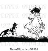 Vector Clip Art of Retro Girl Lecturing a Cat by Prawny Vintage