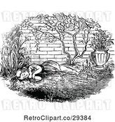 Vector Clip Art of Retro Girl Napping in a Garden by Prawny Vintage