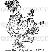 Vector Clip Art of Retro Girl Playing with a Doll 3 by Prawny Vintage