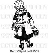 Vector Clip Art of Retro Girl Playing with a Doll by Prawny Vintage
