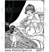 Vector Clip Art of Retro Girl Playing with Her Doll by Prawny Vintage