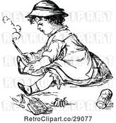 Vector Clip Art of Retro Girl Playing with Matches by Prawny Vintage