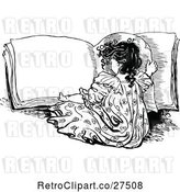 Vector Clip Art of Retro Girl Reading a Book by Prawny Vintage