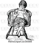 Vector Clip Art of Retro Girl Reading a Letter by Prawny Vintage