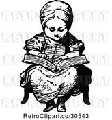 Vector Clip Art of Retro Girl Reading a Story by Prawny Vintage