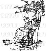 Vector Clip Art of Retro Girl Reading Under a Tree by Prawny Vintage