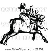Vector Clip Art of Retro Girl Riding a Reindeer by Prawny Vintage
