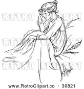 Vector Clip Art of Retro Girl Rubbing Her Eyes in Bed by Prawny Vintage