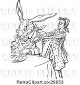 Vector Clip Art of Retro Girl Serving a Rabbit by Prawny Vintage