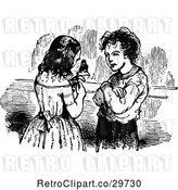 Vector Clip Art of Retro Girl Showing a Boy Her Puppet by Prawny Vintage