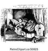 Vector Clip Art of Retro Girl Sleeping with a Doll by Prawny Vintage