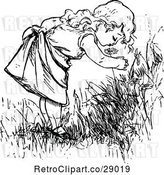 Vector Clip Art of Retro Girl Smelling a Flower by Prawny Vintage