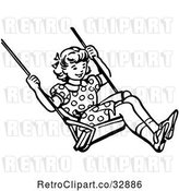 Vector Clip Art of Retro Girl Swinging in by Picsburg