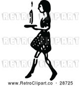 Vector Clip Art of Retro Girl Walking with a Candle by Prawny Vintage