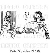 Vector Clip Art of Retro Girl Watching a Frustrated Lady Cook by Prawny Vintage