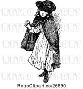 Vector Clip Art of Retro Girl with a Cape by Prawny Vintage