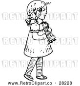 Vector Clip Art of Retro Girl with a Doll by Prawny Vintage