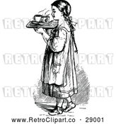 Vector Clip Art of Retro Girl with a Tray of Tea by Prawny Vintage